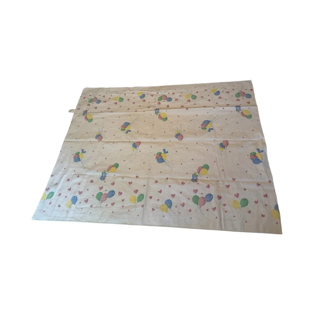 Vintage 1985 The Kendall Co Baby Blanket Balloons Hearts White Cotton‎ USA